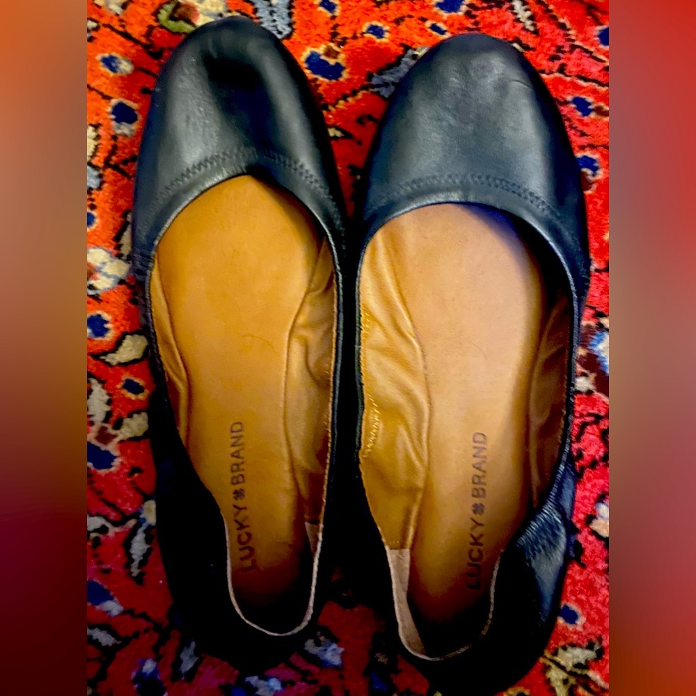 Lucky Brand black leather flats size 9